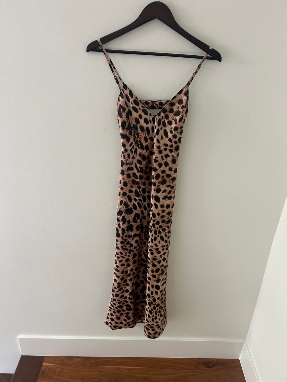 Leopard Slip Dress - Brown and Black Spotted Satin NWOT XS